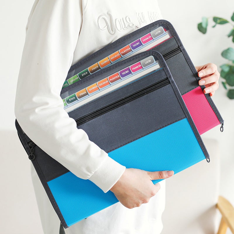 A4 Organ Bag Folder 13 Double Zipper Large Capacity Student Examination Paper Classification Storage Bag Multi-Function File Bag - Image 2